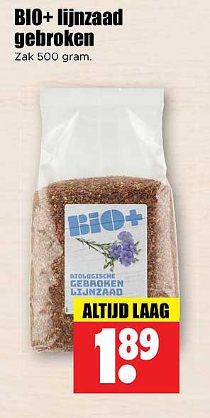 BIO+ lijnzaad gebroken Zak 500 gram.