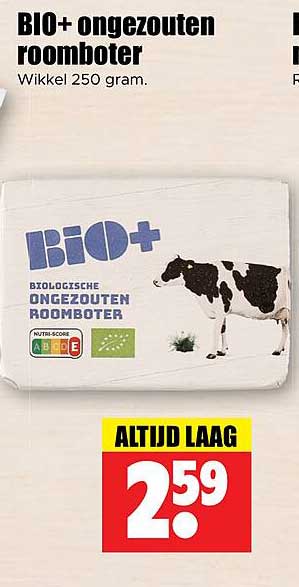 BIO+ ongezouten roomboter