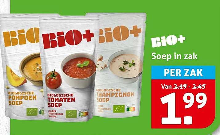 Bio+ Soep in zak per zak