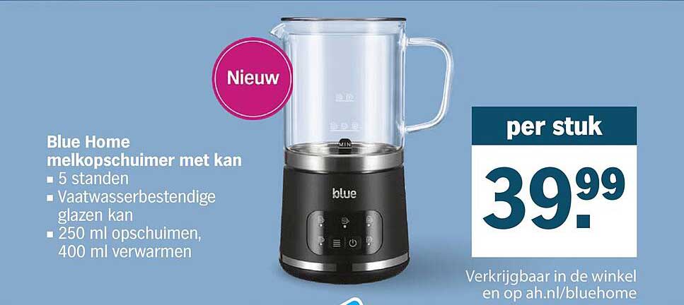 Blue Home melkopschuimer met kan