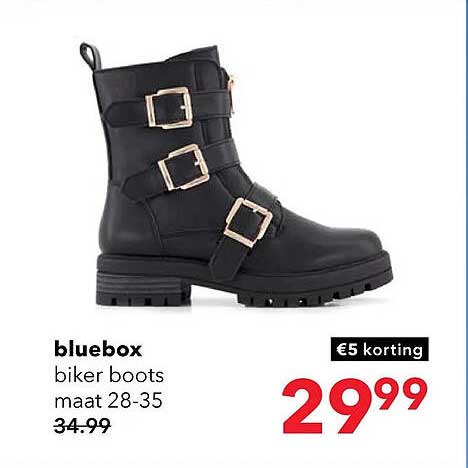 bluebox biker boots maat 28-35 €5 korting