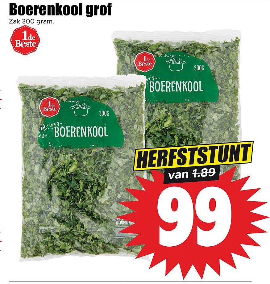 Boerenkool grof Zak 300 gram. HERFSTSTUNT