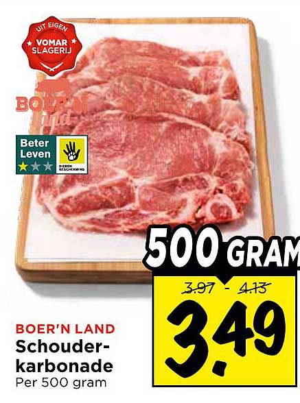BOER'N LAND Schouder-karbonade Per 500 gram