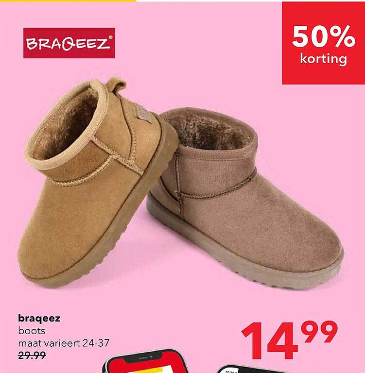 braqeez boots maat varieert 24-37 50% korting