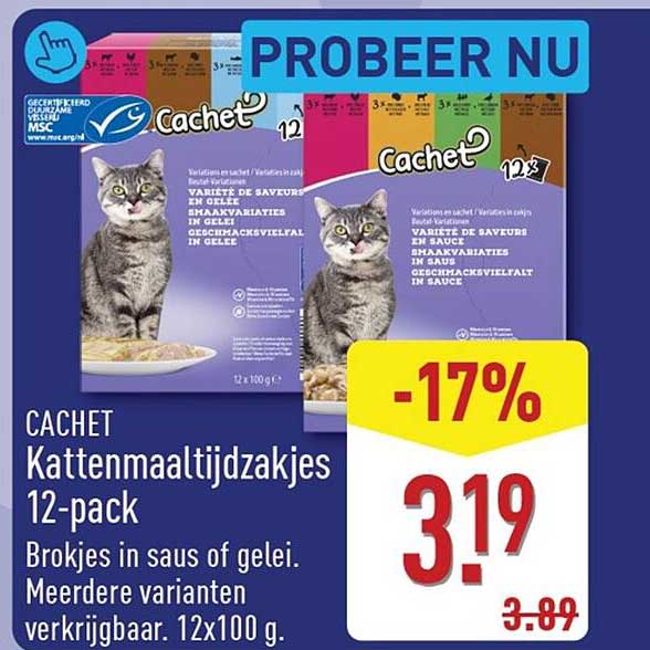CACHET Kattenmaaltijdzakjes 12-pack