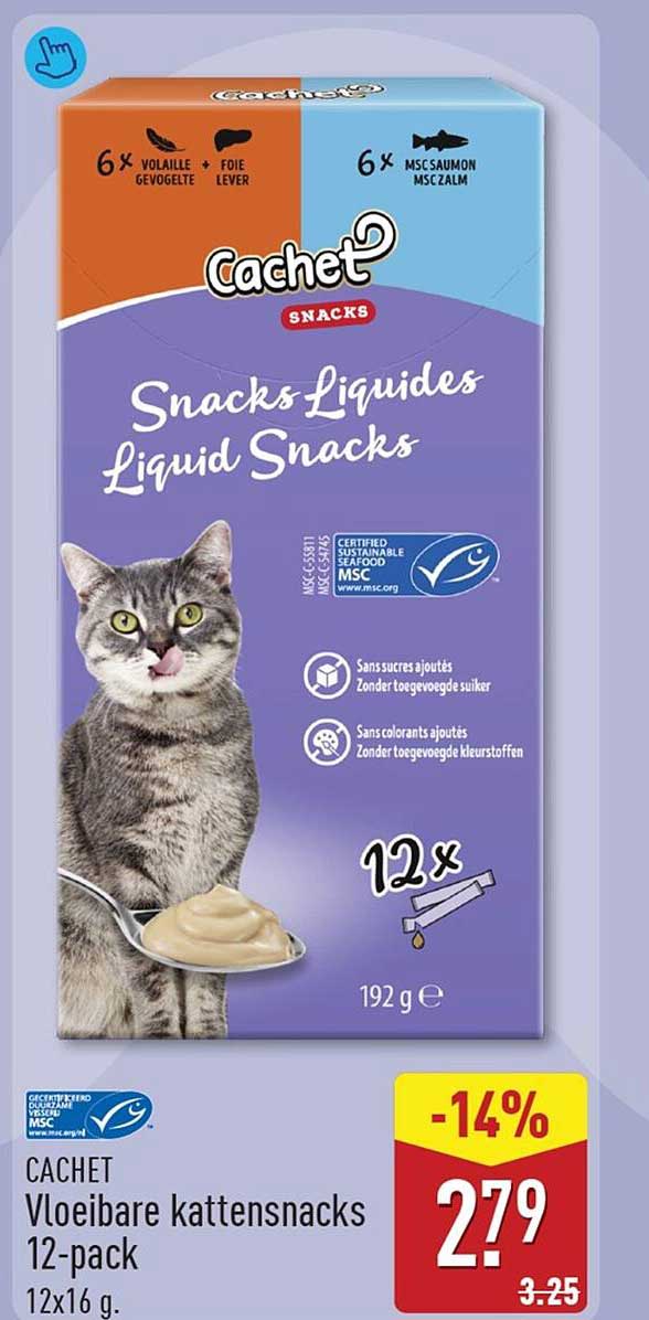 CACHET Vloeibare kattensnacks 12-pack 12x16 g