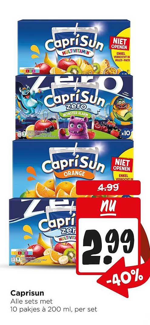 Caprisun Alle sets met 10 pakjes à 200 ml, per set -40%