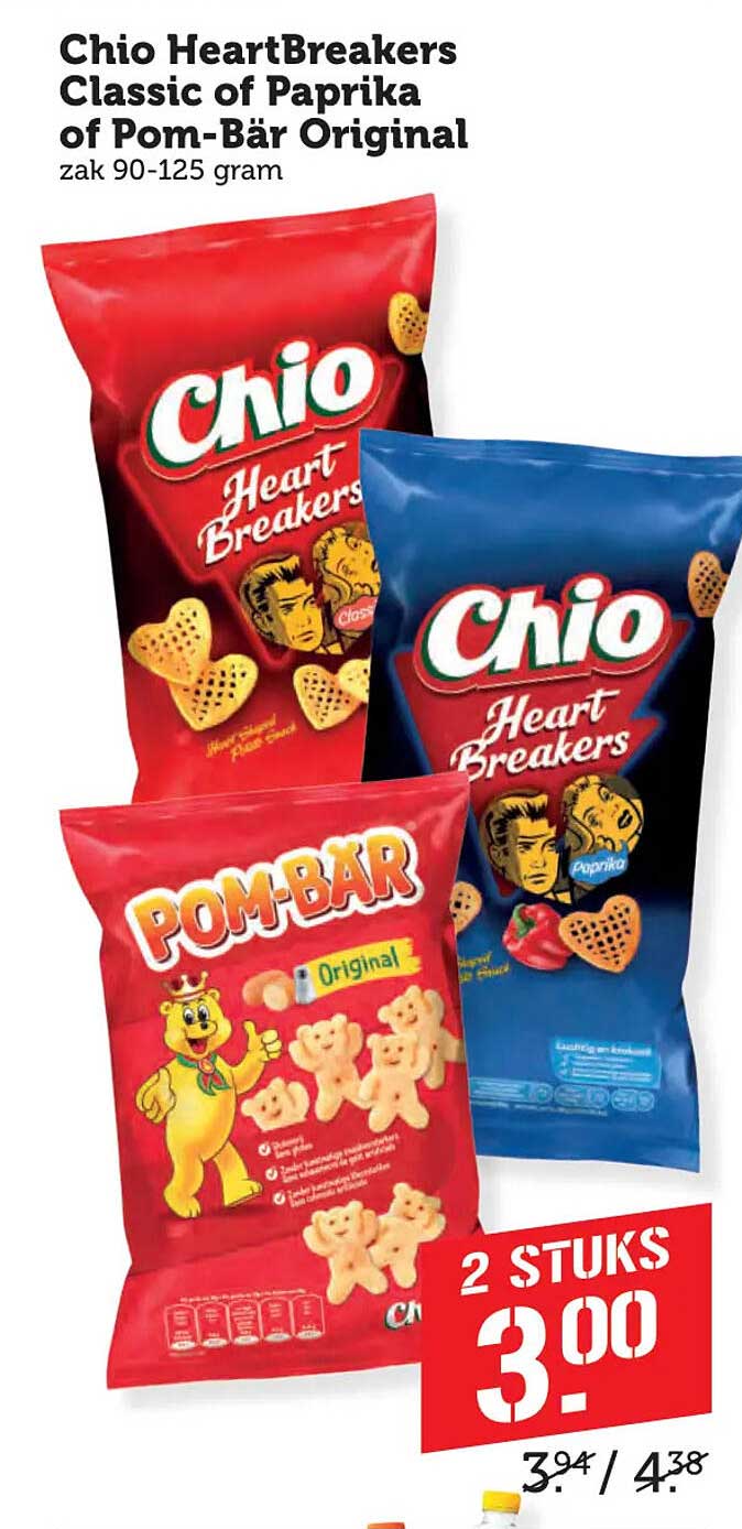 Chio HeartBreakers Classic of Paprika of Pom-Bär Original zak 90-125 gram