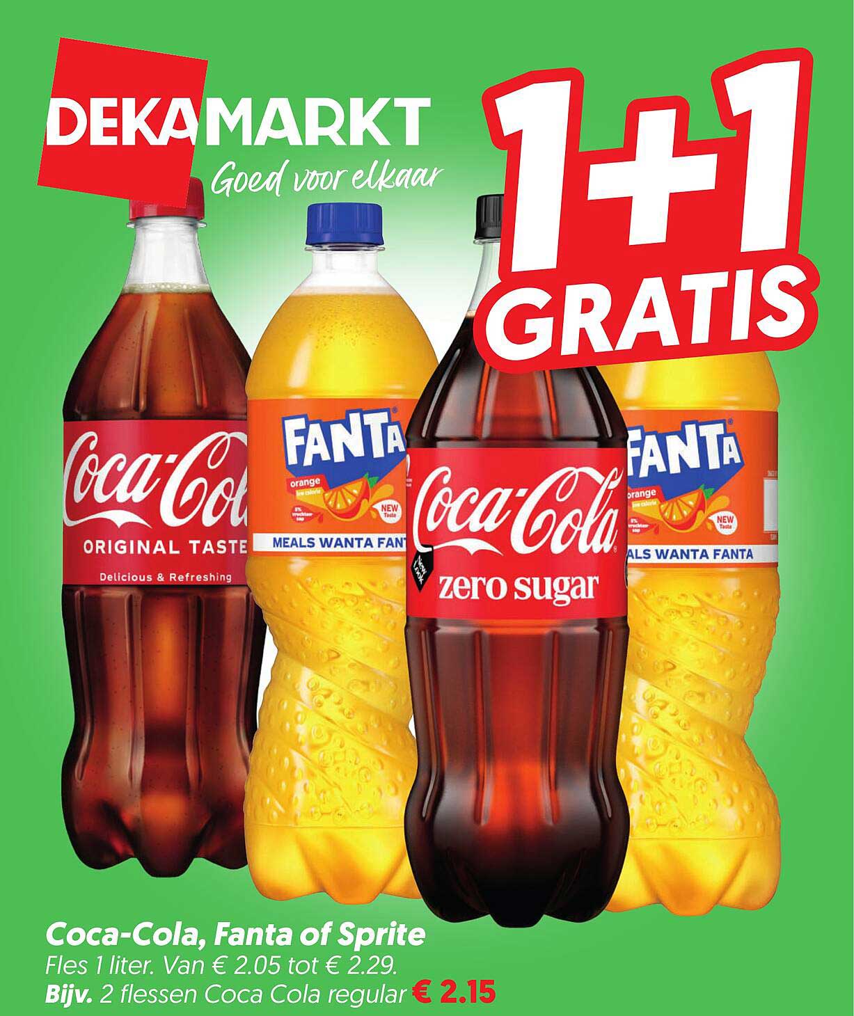 Coca-Cola, Fanta of Sprite 1+1 gratis