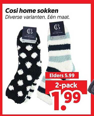 Cosi home sokken Diverse varianten. Eén maat. 2-pack
