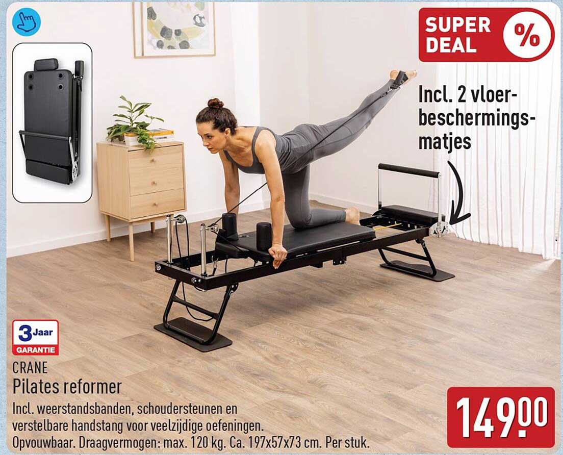 CRANE Pilates reformer Incl. 2 vloer-beschermingsmatjes