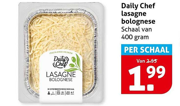 Daily Chef lasagne bolognese Schaal van 400 gram PER SCHAAL
