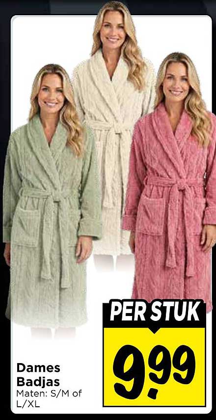 Dames Badjas Maten: S/M of L/XL PER STUK