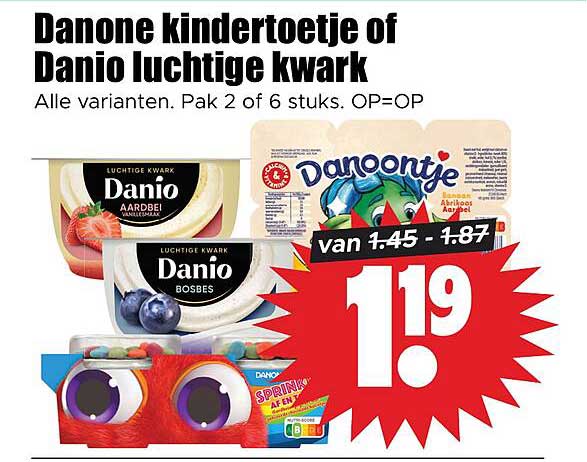 Danone kindertoetje of Danio luchtige kwark