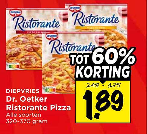 Diepvries Dr. Oetker Ristorante Pizza Alle soorten 320-370 gram TOT 60% KORTING