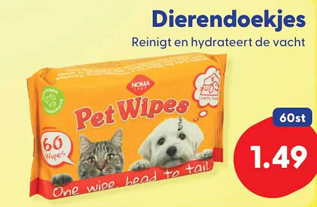 Dierendoekjes Reinigt en hydrateert de vacht