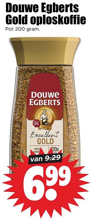 Douwe Egberts Gold oploskoffie Pot 200 gram.