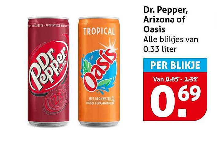 Dr. Pepper, Arizona of Oasis Alle blikjes van 0.33 liter PER BLIKJE
