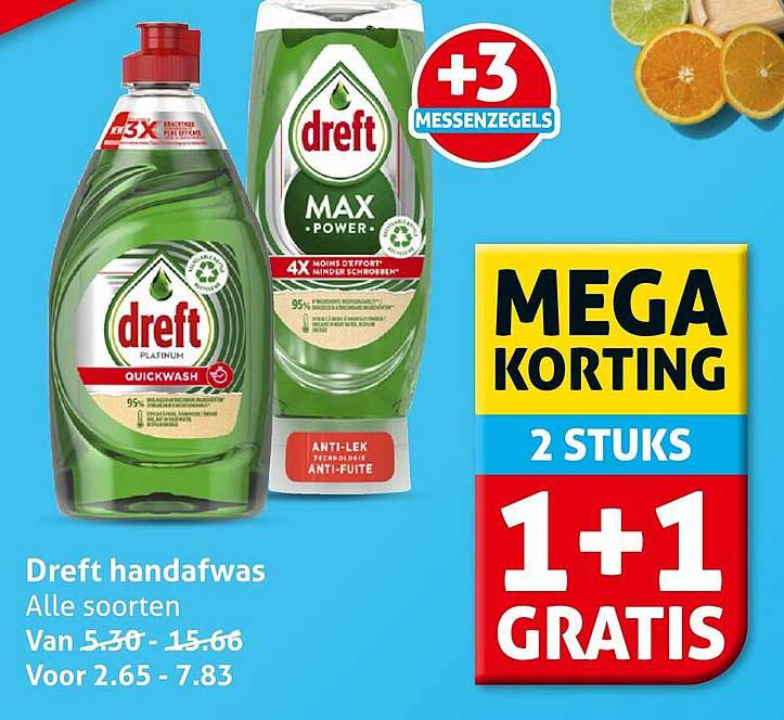 Dreft handafwas Alle soorten 1+1 GRATIS