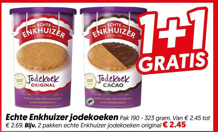 Echte Enkhuizer jodekoeken 1+1 gratis