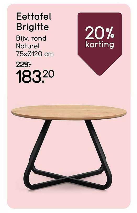 Eettafel Brigitte Biv. rond Naturel 75xØ120 cm 20% korting