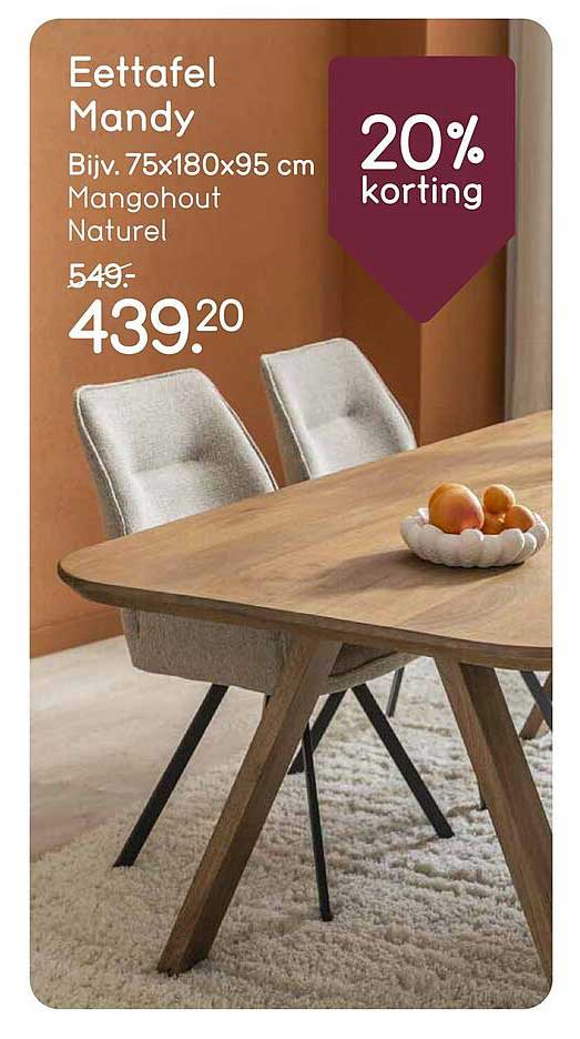 Eettafel Mandy 20% korting