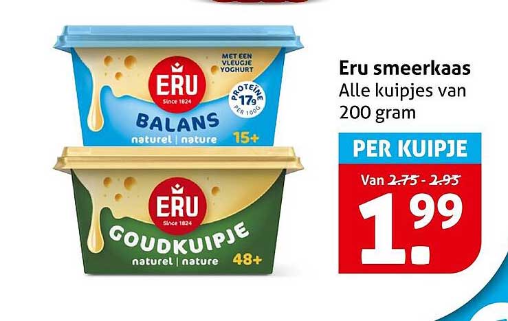 Eru smeerkaas Alle kuipjes van 200 gram
