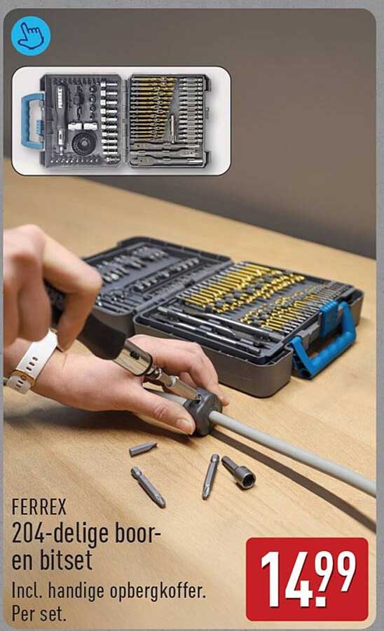 FERREX 204-delige boor- en bitset