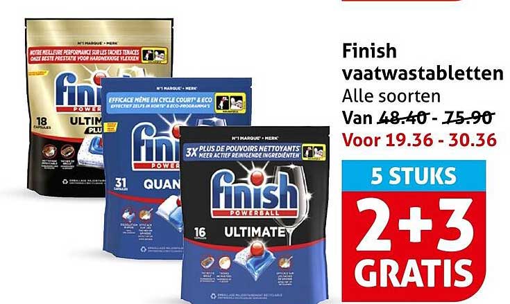 Finish vaatwastabletten Alle soorten 5 stuks 2+3 GRATIS