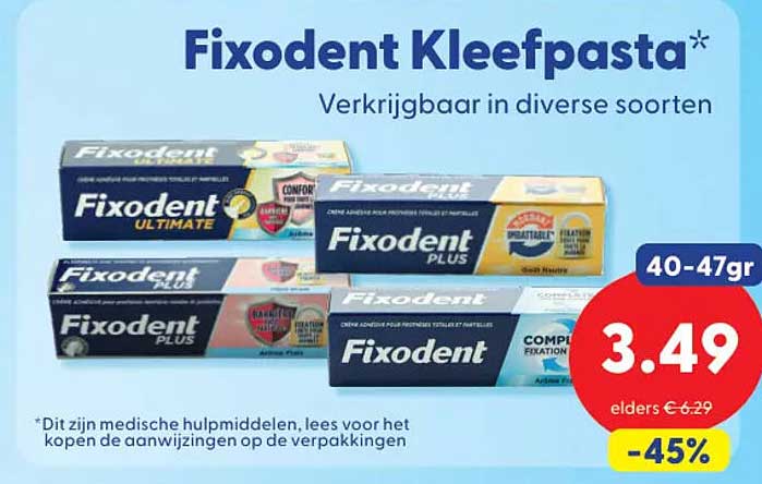 Fixodent Kleefpasta* Verkrijgbaar in diverse soorten -45%
