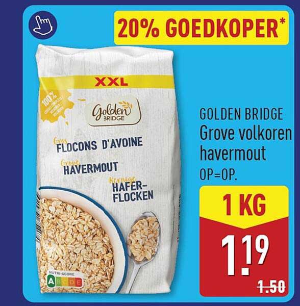 GOLDEN BRIDGE Grove volkoren havermout 20% GOEDKOPER*