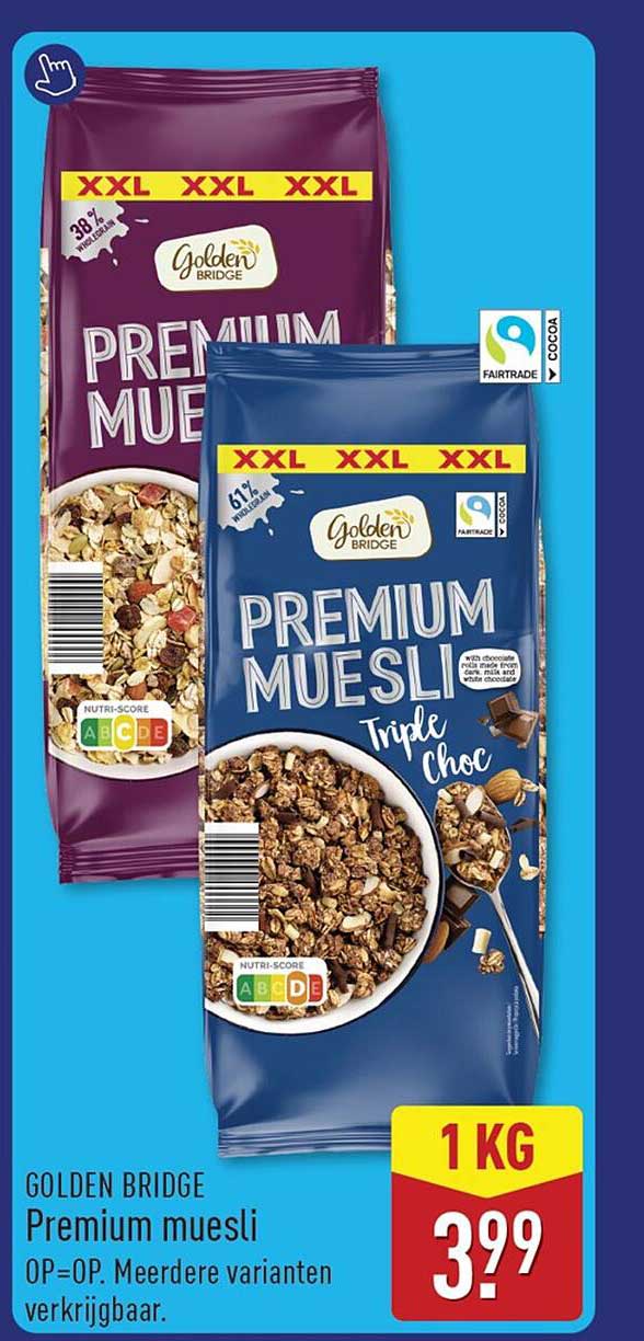 GOLDEN BRIDGE Premium muesli OP=OP. Meerdere varianten verkrijgbaar.