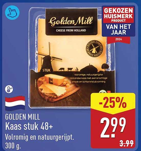 GOLDEN MILL Kaas stuk 48+ Volromig en natuurgerijpt. 300 g.