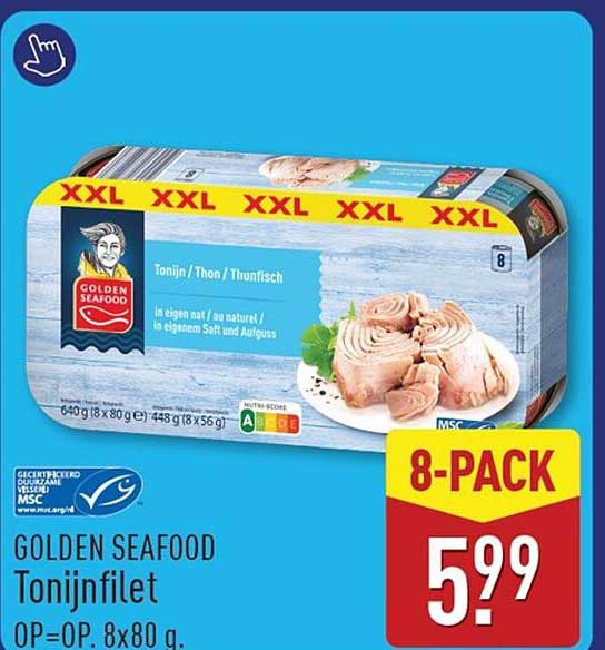 GOLDEN SEAFOOD Tonijnfilet OP=OP. 8x80 g. 8-PACK