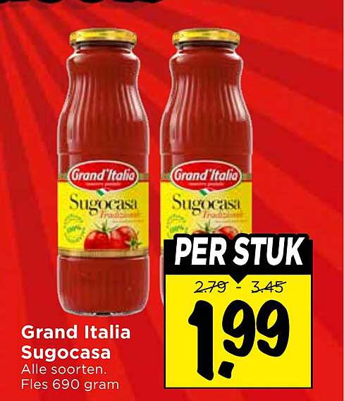Grand Italia Sugocasa Alle soorten. Fles 690 gram PER STUK