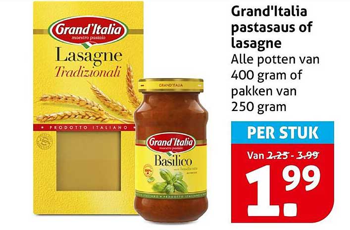 Grand'Italia pastasaus of lasagne