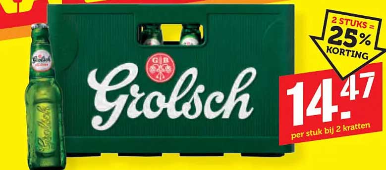Grolsch 2 stuks = 25% korting