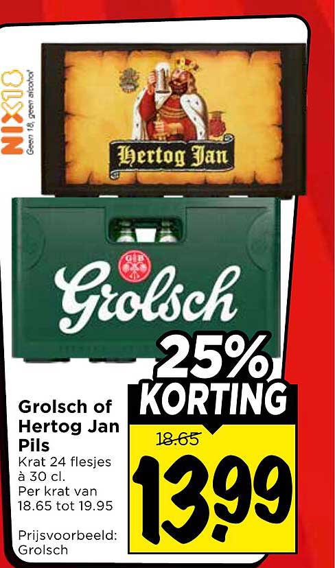 Grolsch of Hertog Jan Pils 25% KORTING