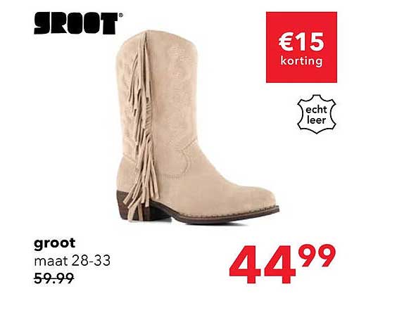 groot maat 28-33 echt leer €15 korting