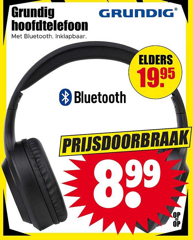 Grundig hoofdtelefoon Met Bluetooth. Inklapbaar. PRIJSDOORBRAAK