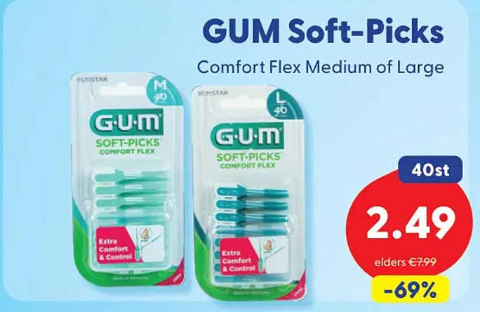 GUM Soft-Picks Comfort Flex Medium of Large 40st -69%