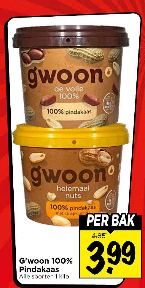 G'woon 100% Pindakaas Alle soorten 1 kilo