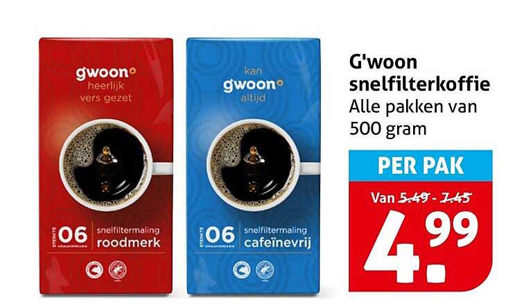 G'woon snelfilterkoffie Alle pakken van 500 gram PER PAK