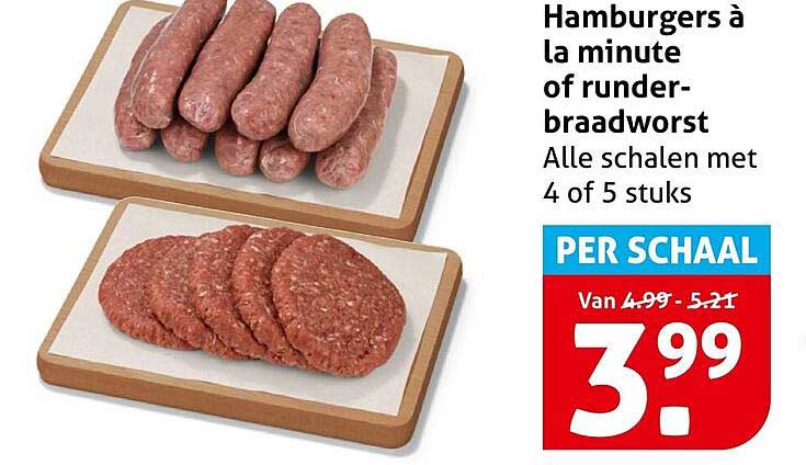 Hamburgers à la minute of runderbraadworst