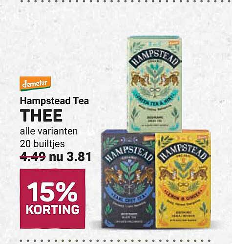 Hampstead Tea THEE alle varianten 20 builtjes 15% KORTING