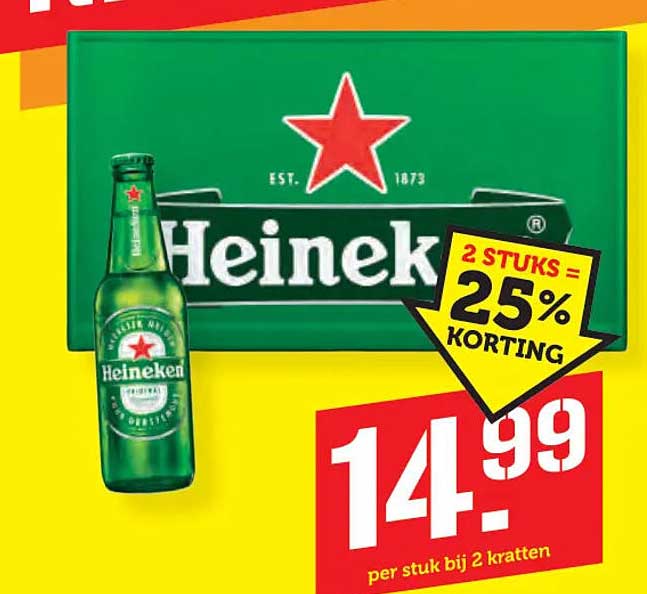 Heineken 2 STUKS = 25% KORTING