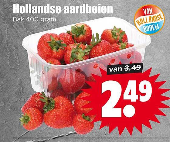 Hollandse aardbeien Bak 400 gram