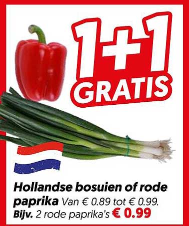 Hollandse bosuien of rode paprika 1+1 gratis