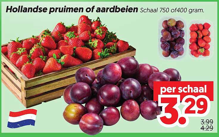 Hollandse pruimen of aardbeien Schaal 750 of 400 gram