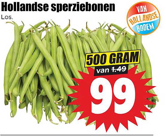 Hollandse sperziebonen Los. 500 GRAM van 1.49
